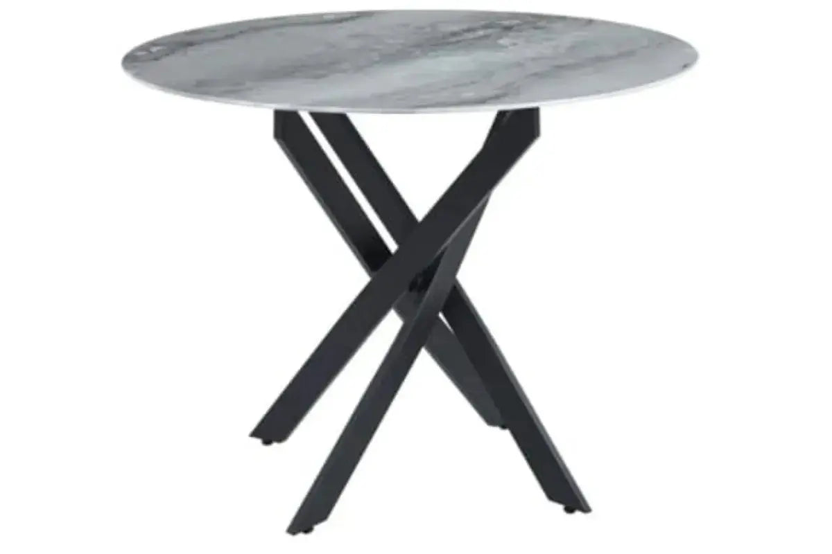 Table Repas Jessica Metal Noir Marbre Gris Swedzo-Meuble