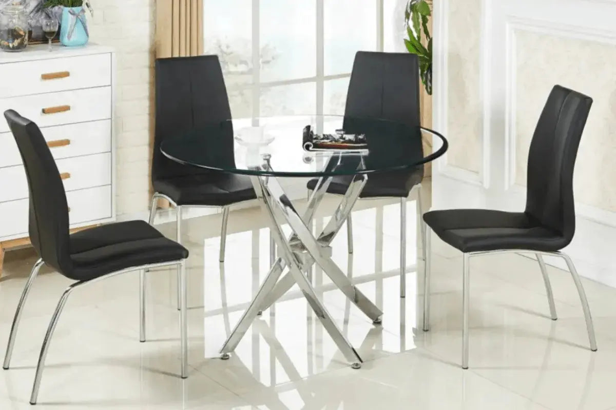 Table Repas Jessica Pieds Chrome Swedzo-Meuble
