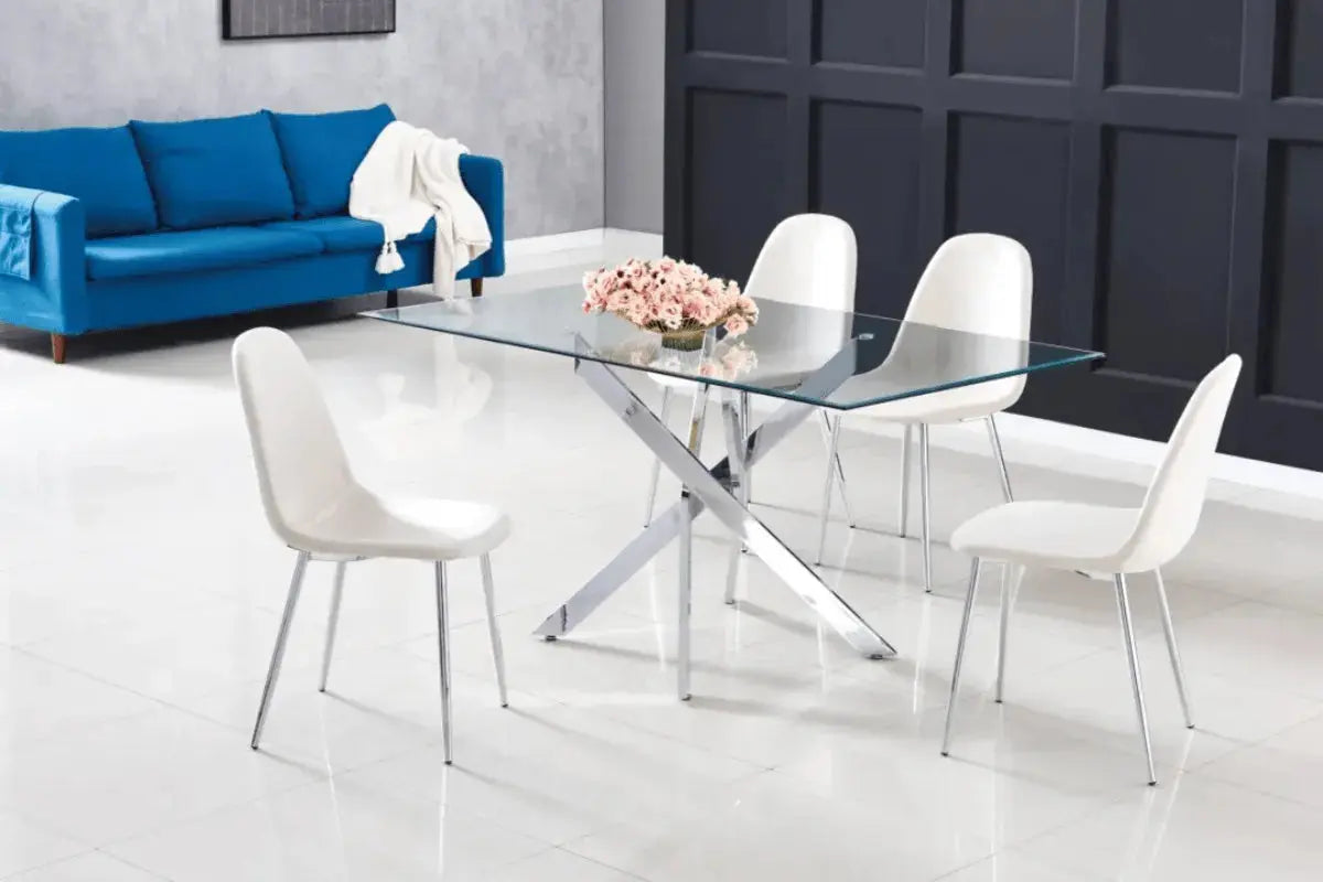 Table Repas Jessica Rectangle Chrome Swedzo-Meuble