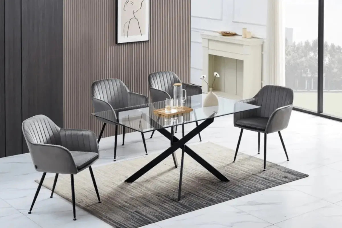 Table Repas Jessica Rectangle Pieds Metal Noir Swedzo-Meuble