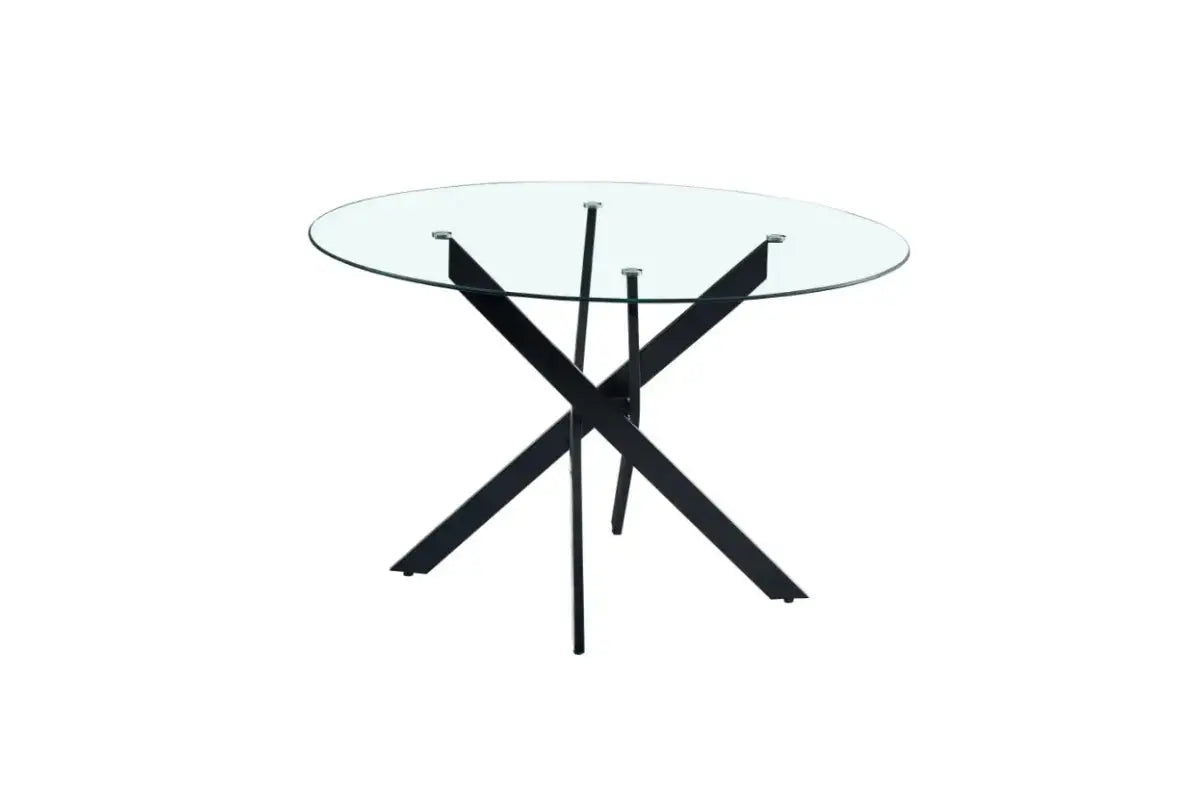 Table Repas Jessica Transparent Pieds Metal Noir Swedzo-Meuble