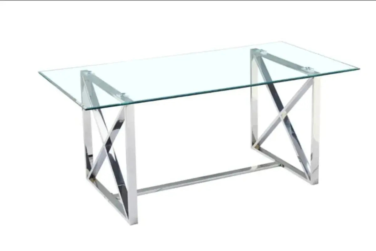 Table Repas Kensy Chrome Transparent 180x90x75CM Swedzo-Meuble