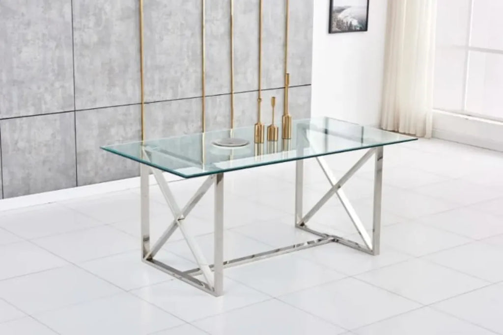 Table Repas Kensy Chrome Transparent 180x90x75CM