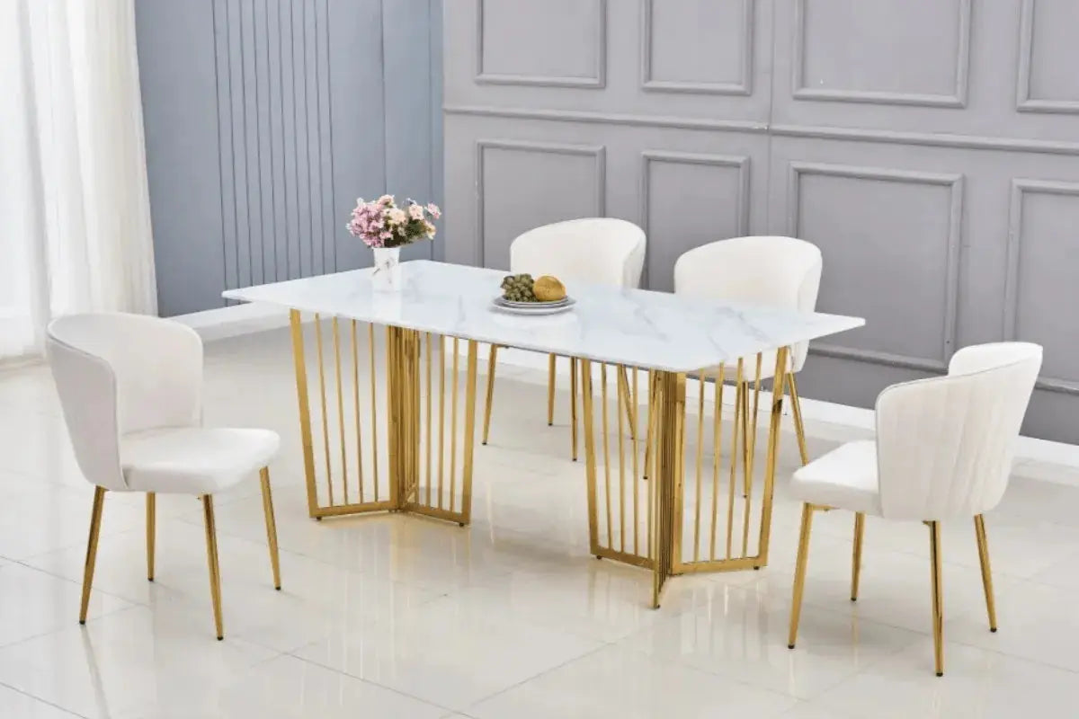 Table Repas Papillon Marbre Blanc 180x90 CM Swedzo-Meuble