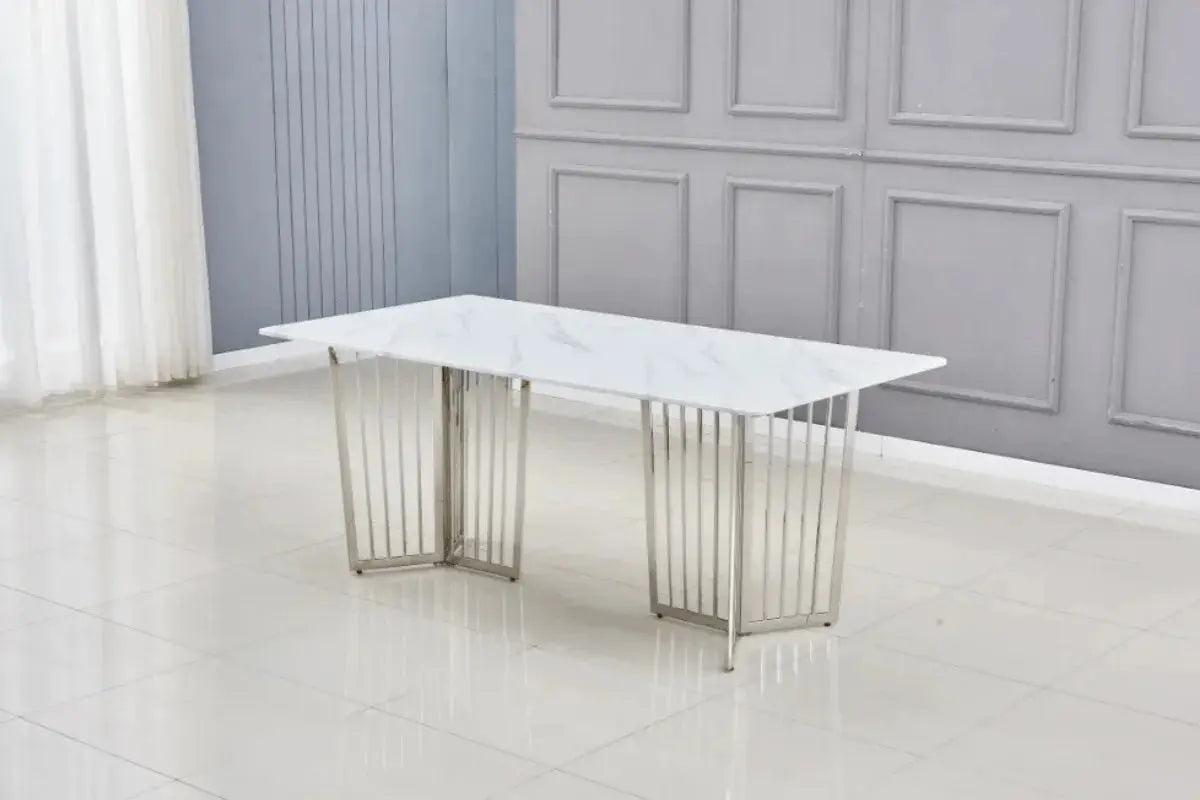 Table Repas Papillon Marbre Blanc 180x90 CM Swedzo-Meuble