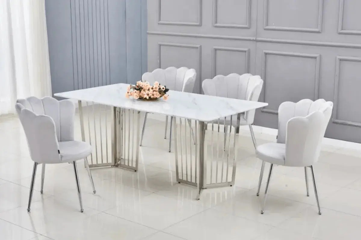Table Repas Papillon Marbre Blanc 180x90 CM Swedzo-Meuble