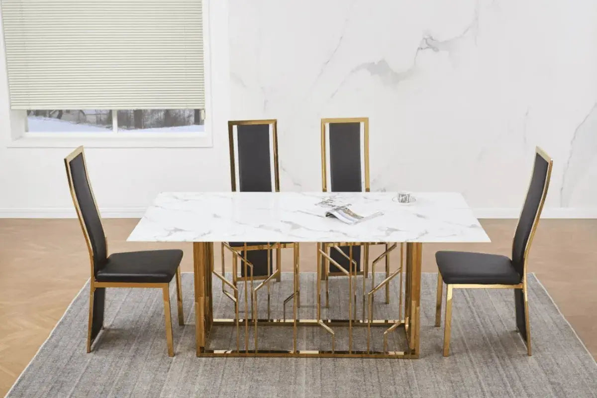 Table Repas Portfolio Marbre Blanc 180x90CM Swedzo-Meuble