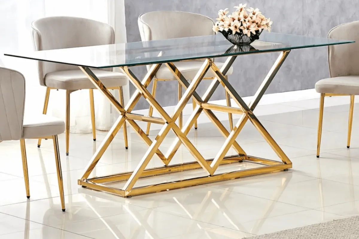 Table Repas Triangle Gold Transparent 180x90 CM