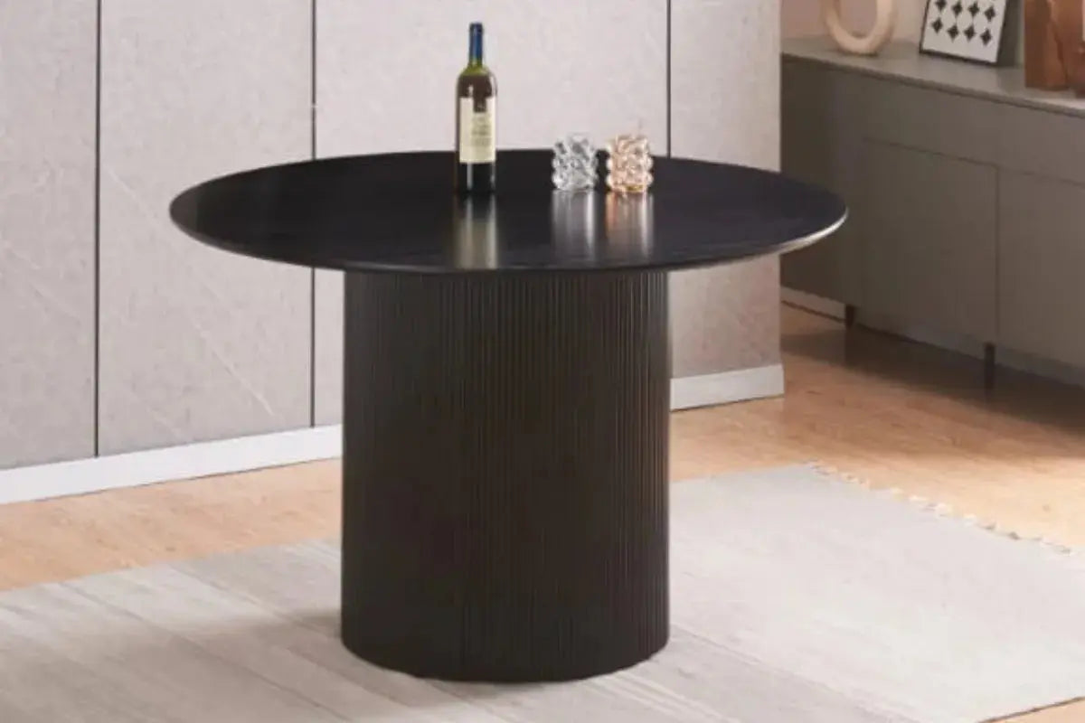 Table à Manger Baieta Pied Noir Plateau Noir 120x75 CM Swedzo-Meuble