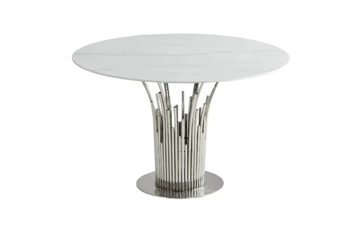 Table a Manager Flute Chrome Marbre Blanc 120 CM