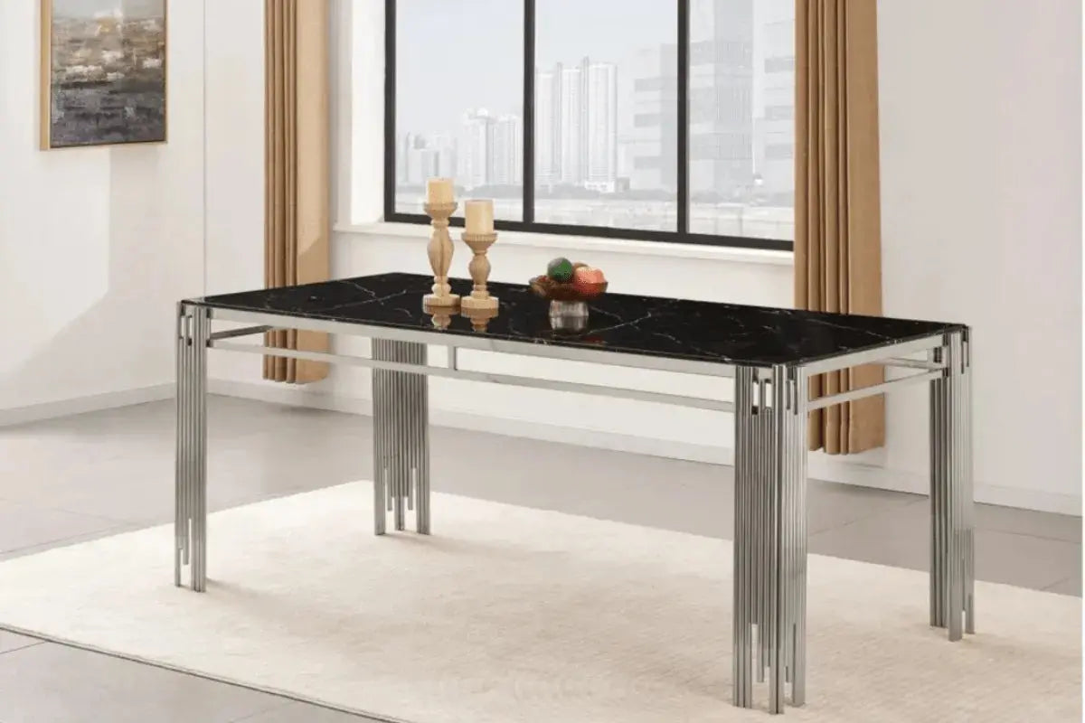 Table à Manger Flute Pieds Chrome Swedzo-Meuble
