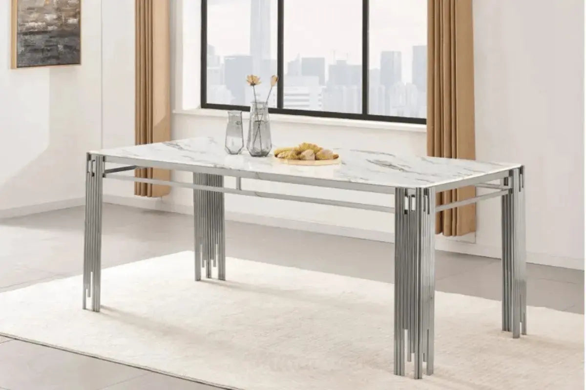 Table à Manger Flute Pieds Chrome Swedzo-Meuble
