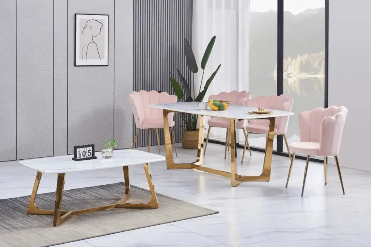 Table à Manger Gossip Marbre Blanc 180x90CM Swedzo-Meuble