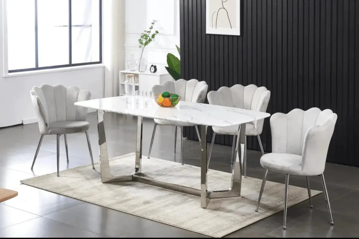 Table à Manger Gossip Marbre Blanc 180x90CM Swedzo-Meuble