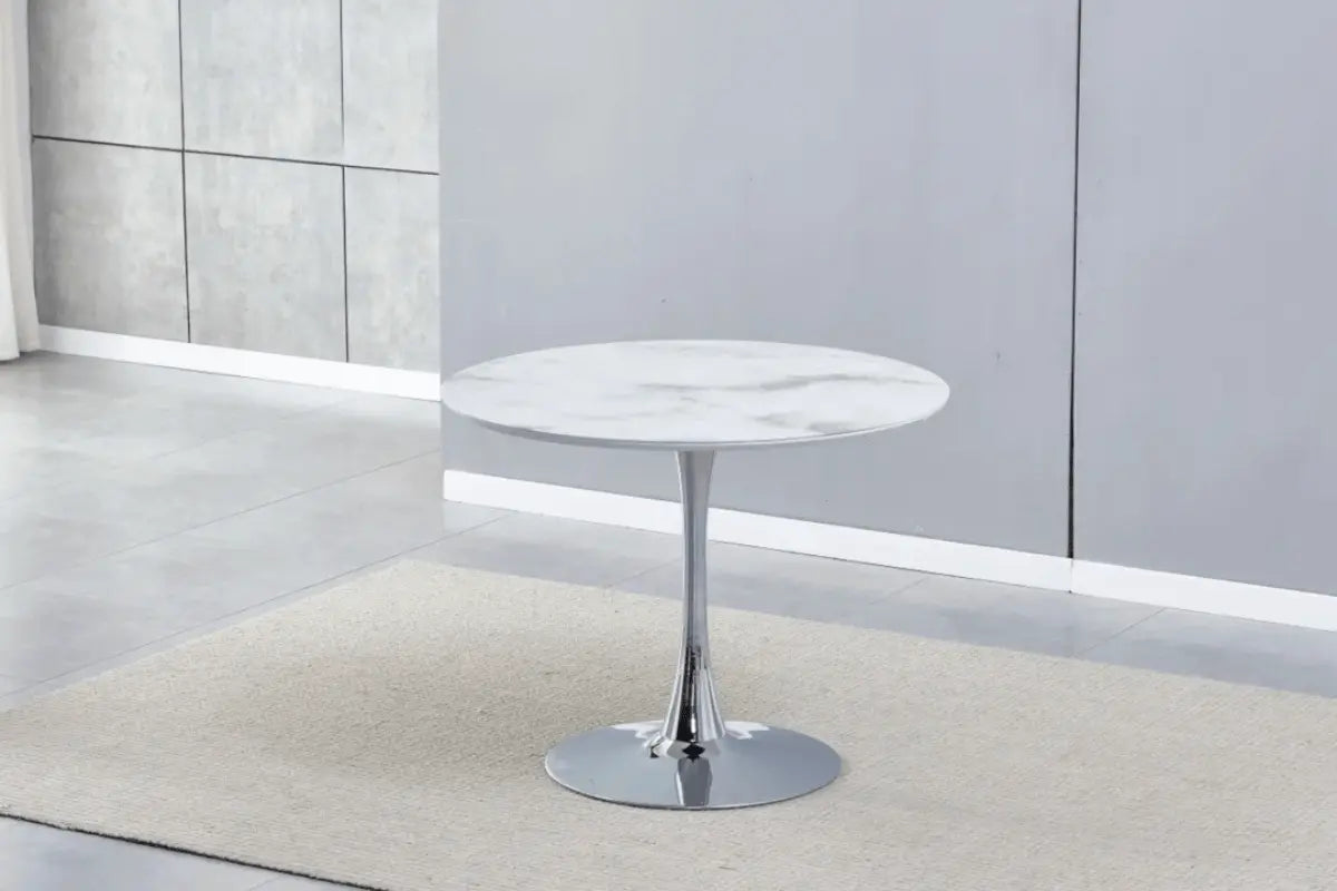 Table à Manger Rosa Pied Argent 100x100x75CM Swedzo-Meuble