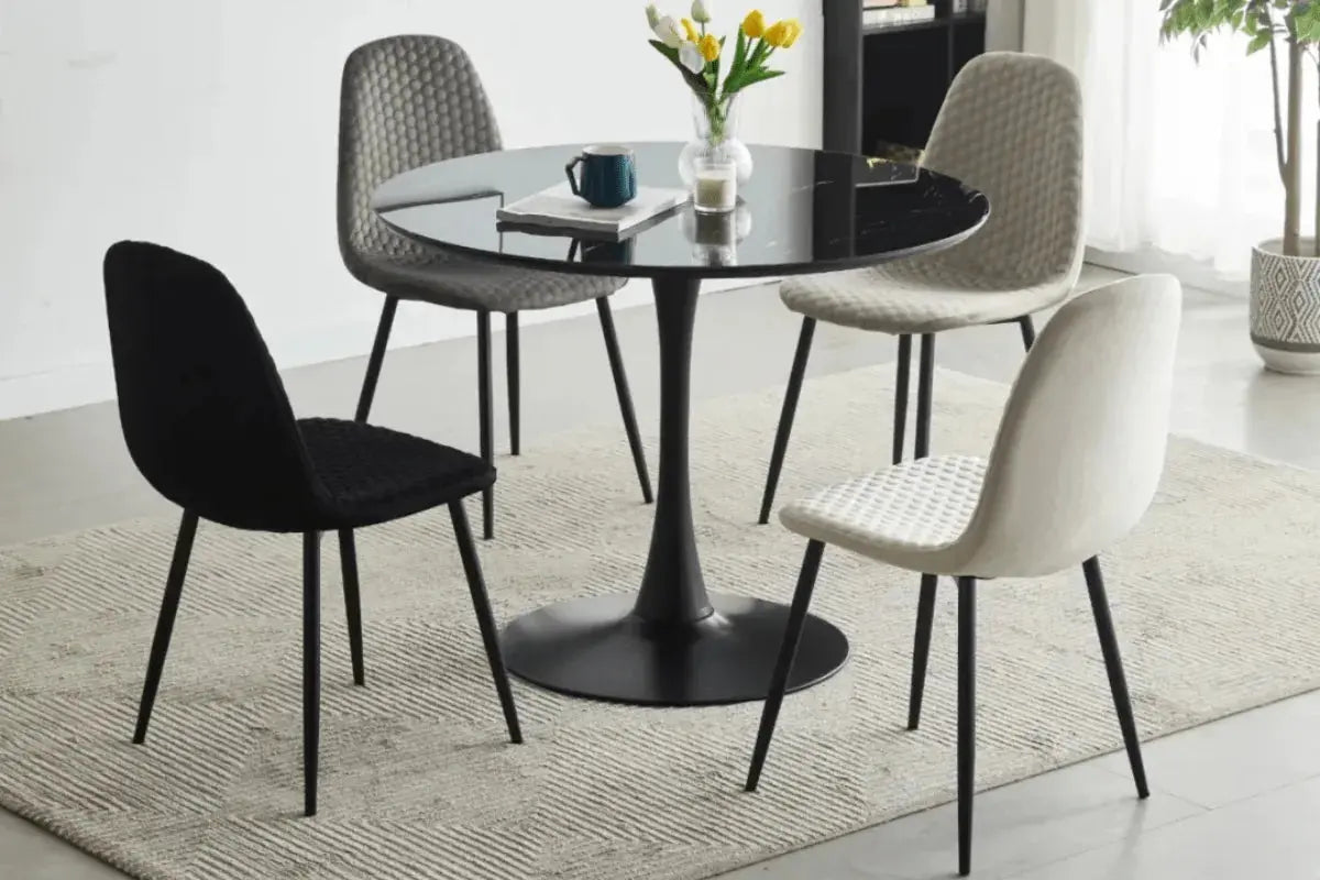 Table à Manger Rosa Pied Noir 100x100x75CM Swedzo-Meuble