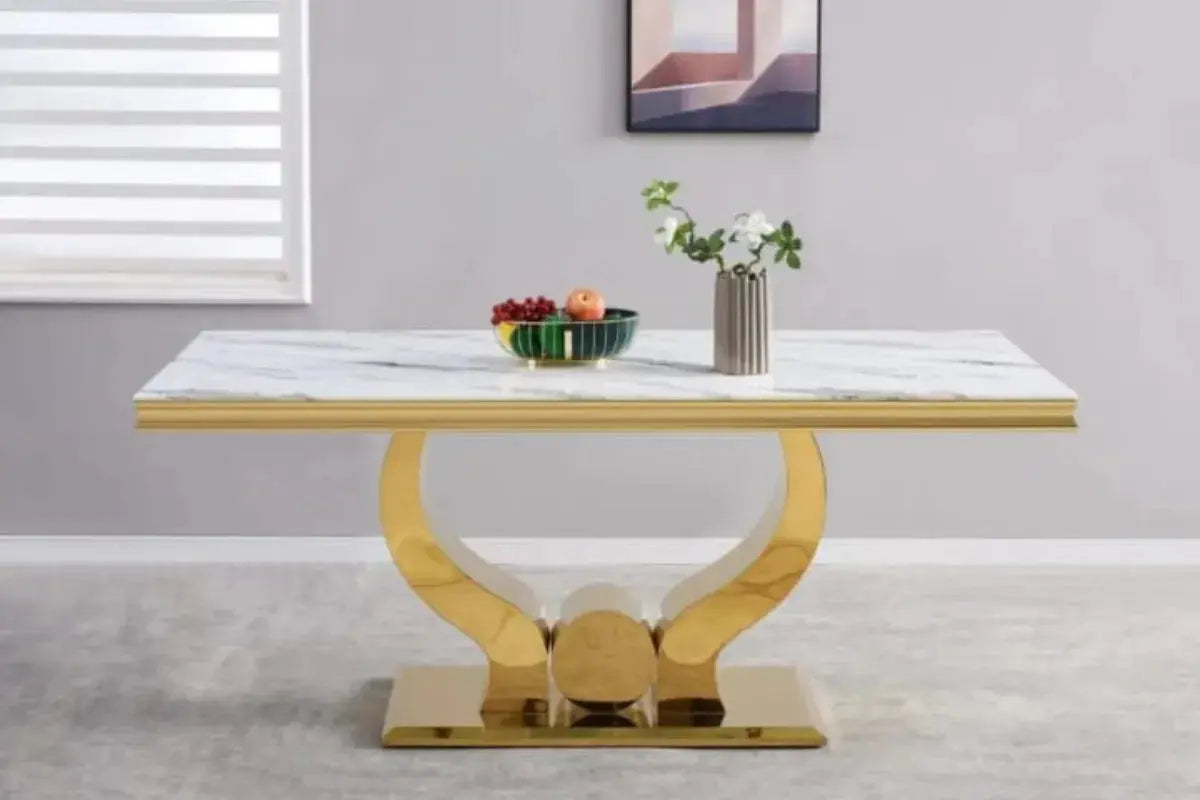 Table à Manger Trofy Gold Blanc Swedzo-Meuble