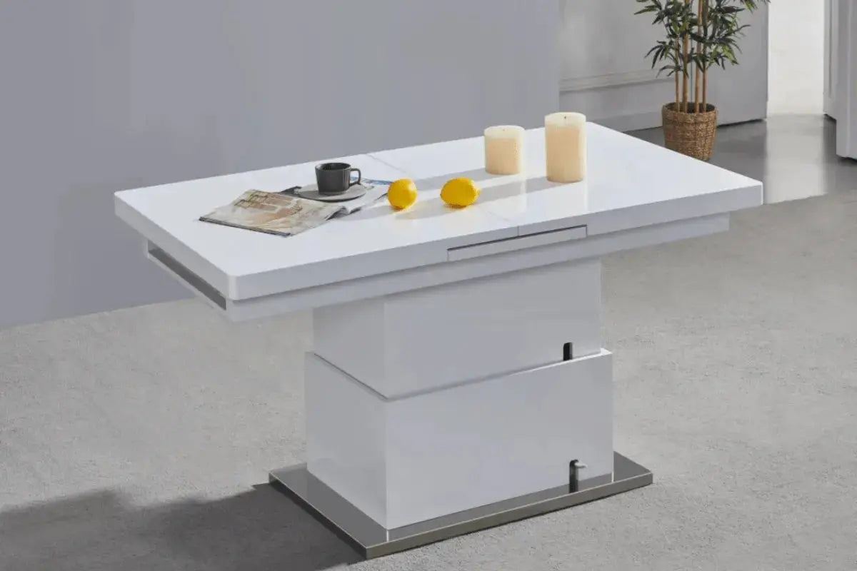 Table a Rallonge Relevable Automatique Blanc 135/170 Swedzo-Meuble