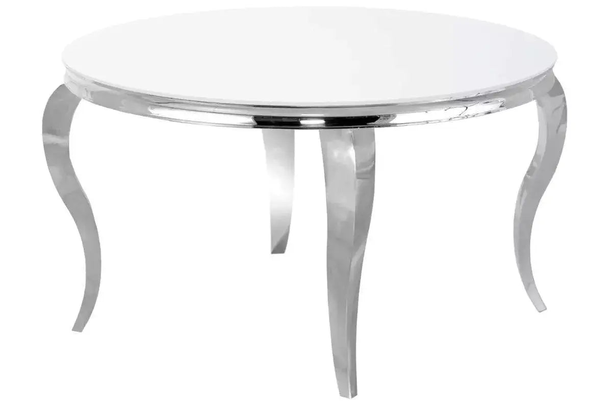 Table avec 4 chaises ronde argent blanc NEO Swedzo-Meuble