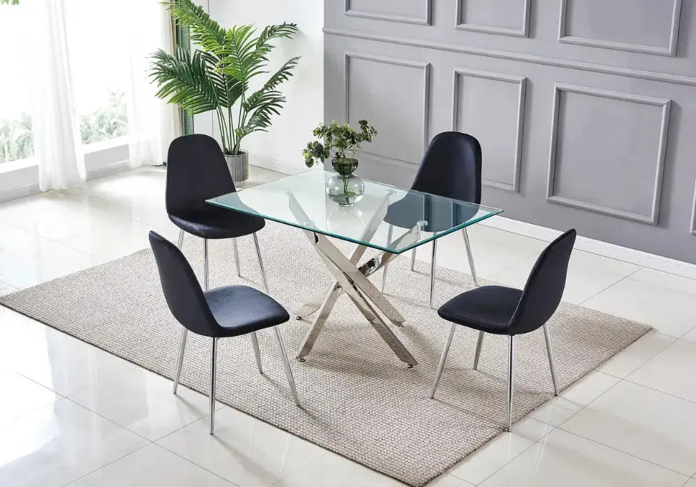 Table à manger en verre avec chaises Swedzo-Meuble