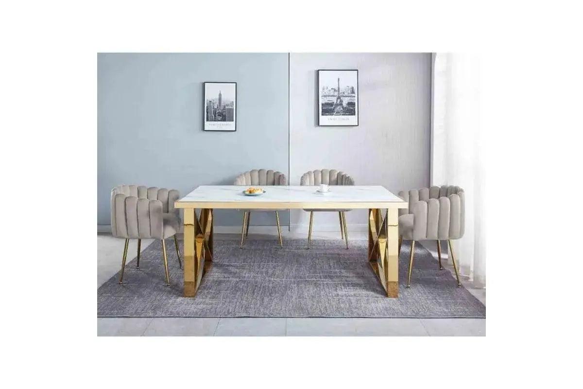 Table-a-Manger-Rectangulaire-effet-marbre-blanc-et Swedzo-Meuble