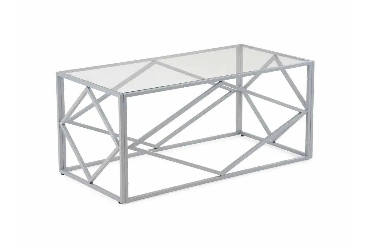Table basse design en verre et métal rectangulaire ELIO Swedzo-Meuble