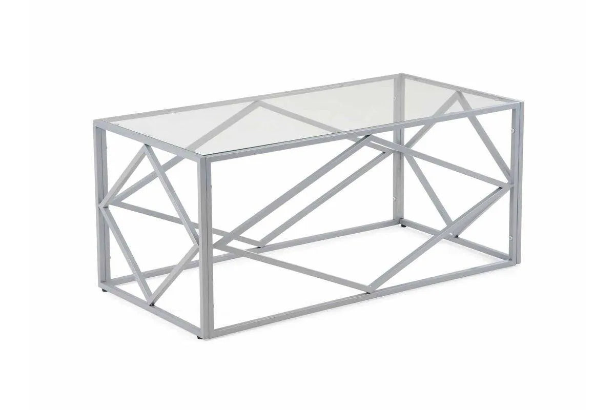 Table basse design en verre et métal rectangulaire ELIO