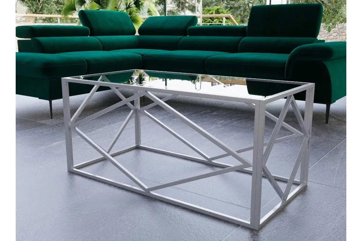 Table basse design en verre et métal rectangulaire ELIO Swedzo-Meuble