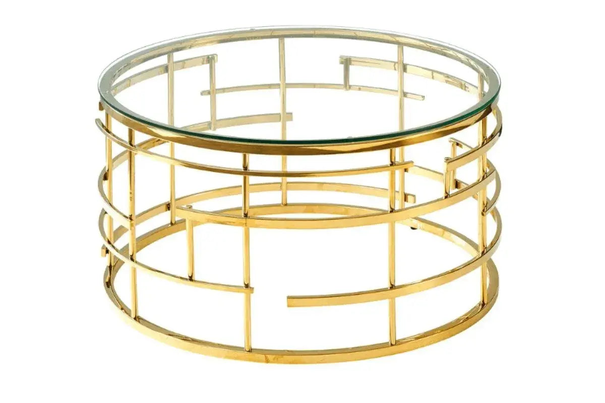 Table basse ronde LARA verre dorée Swedzo-Meuble