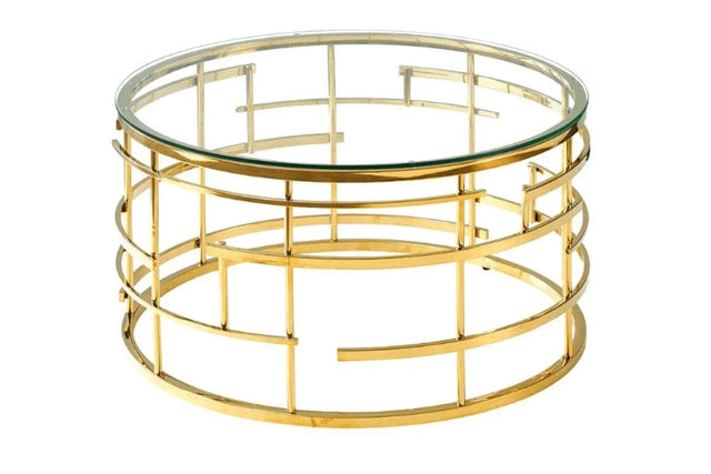 Table basse ronde LARA verre dorée