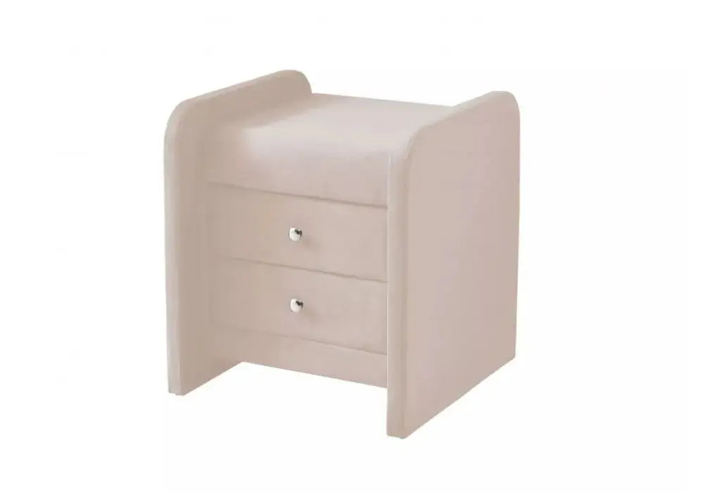 Table de chevet en velours beige SOFT 2 piéces Swedzo-Meuble