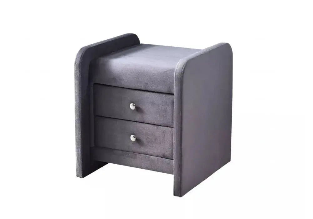 Table de chevet en velours beige SOFT 2 piéces Swedzo-Meuble