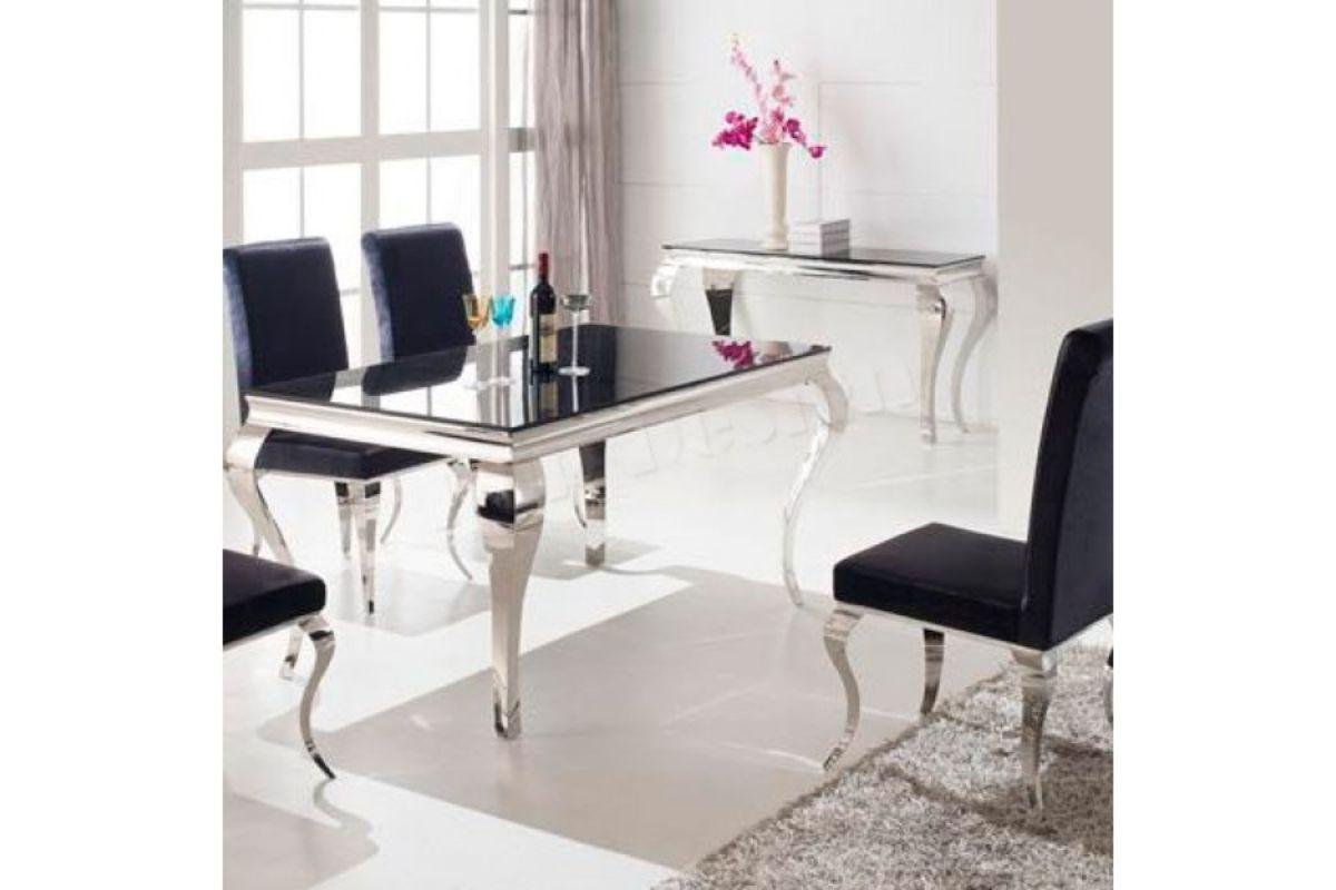 Table de salle é manger baroque Duchesse verre noir