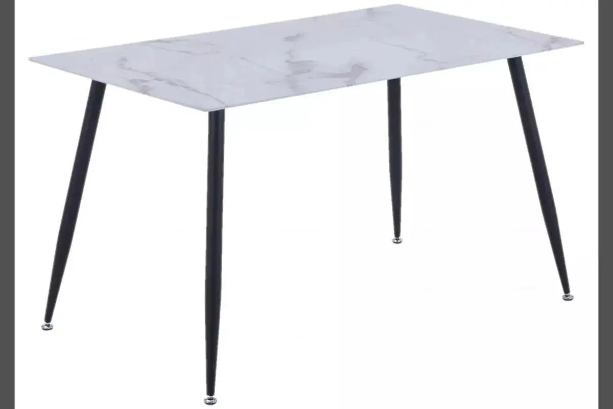 Table à manger noire marbre blanc ARYA Swedzo-Meuble