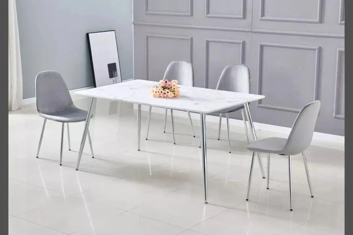 Table à manger noire marbre blanc ARYA Swedzo-Meuble