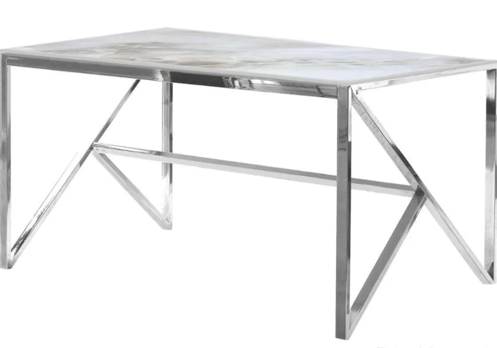 Table et 4 chaise gris marbre beige DIA