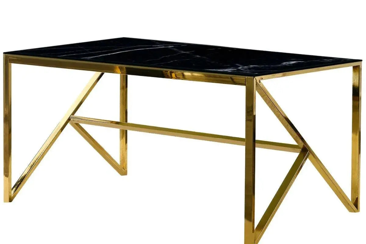 Table et chaise dorée beige marbre noir DIA Swedzo-Meuble