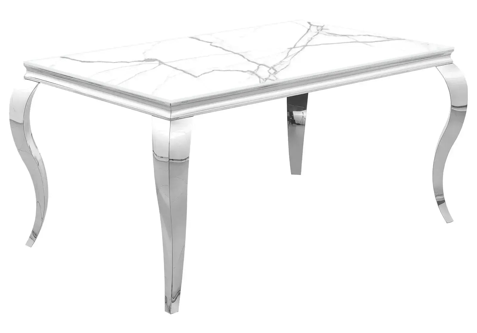 Table à manger argente marbre blanc NEO Swedzo-Meuble