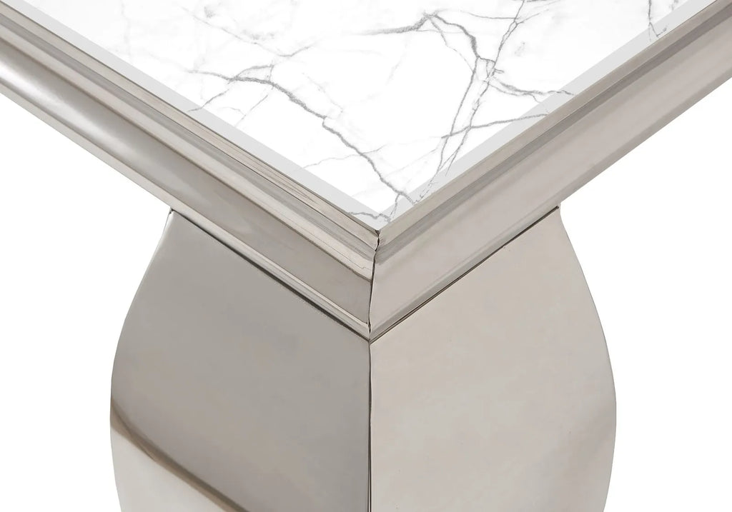 Table à manger argente marbre blanc NEO