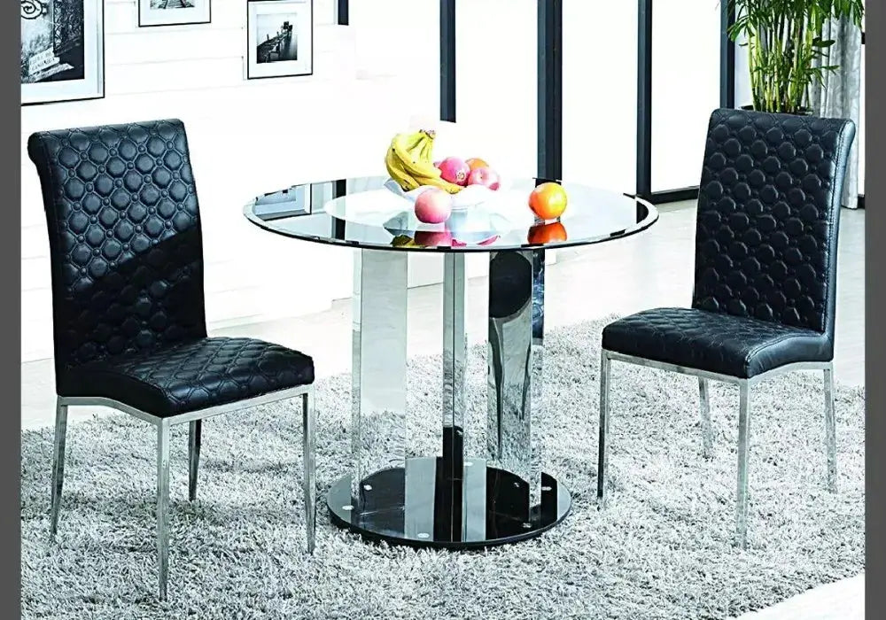 Table manger ronde chromé noir REX Swedzo-Meuble