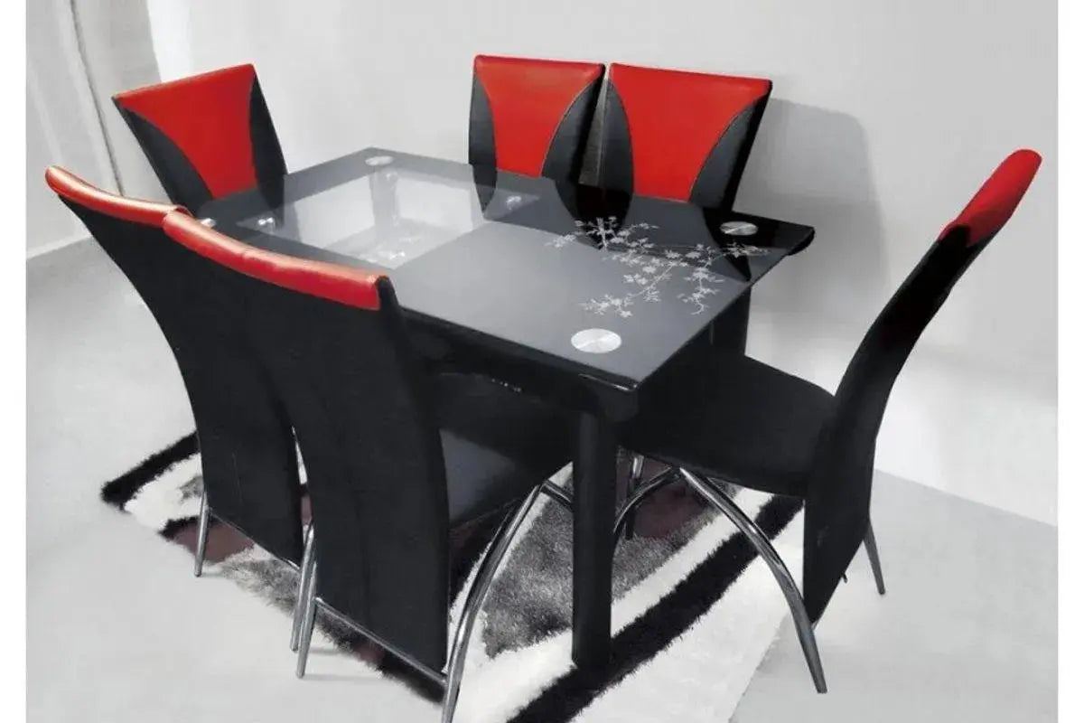 Table manger verre trempé noir ELY Swedzo-Meuble