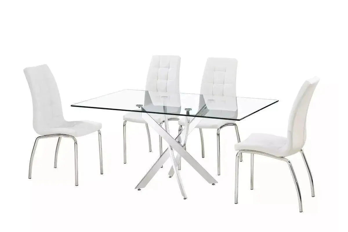 Table repas 6 chaises blanches DESIGN Swedzo-Meuble