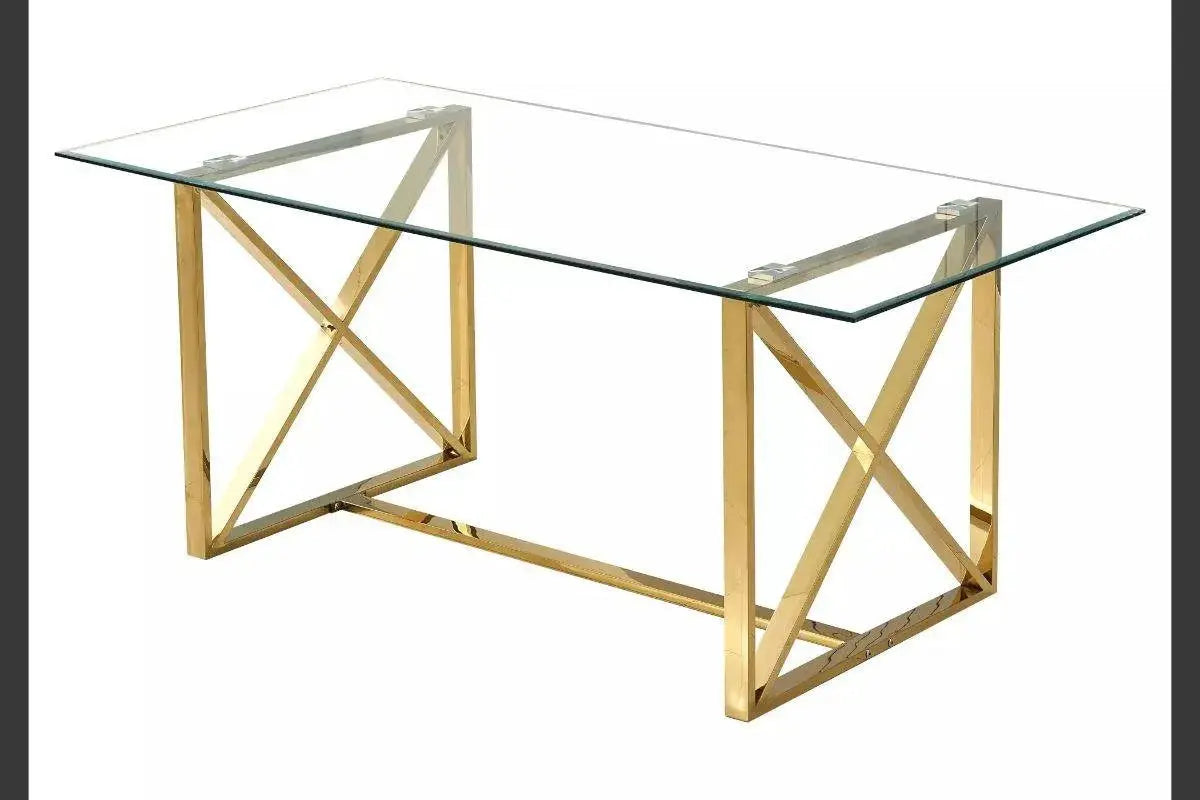 Table repas dorée verre ZEPHYR Swedzo-Meuble