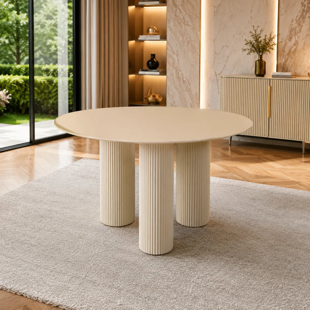 Table À MANGER ANAIS avec PIEDS EN MÉTAL BEIGE 120 CM