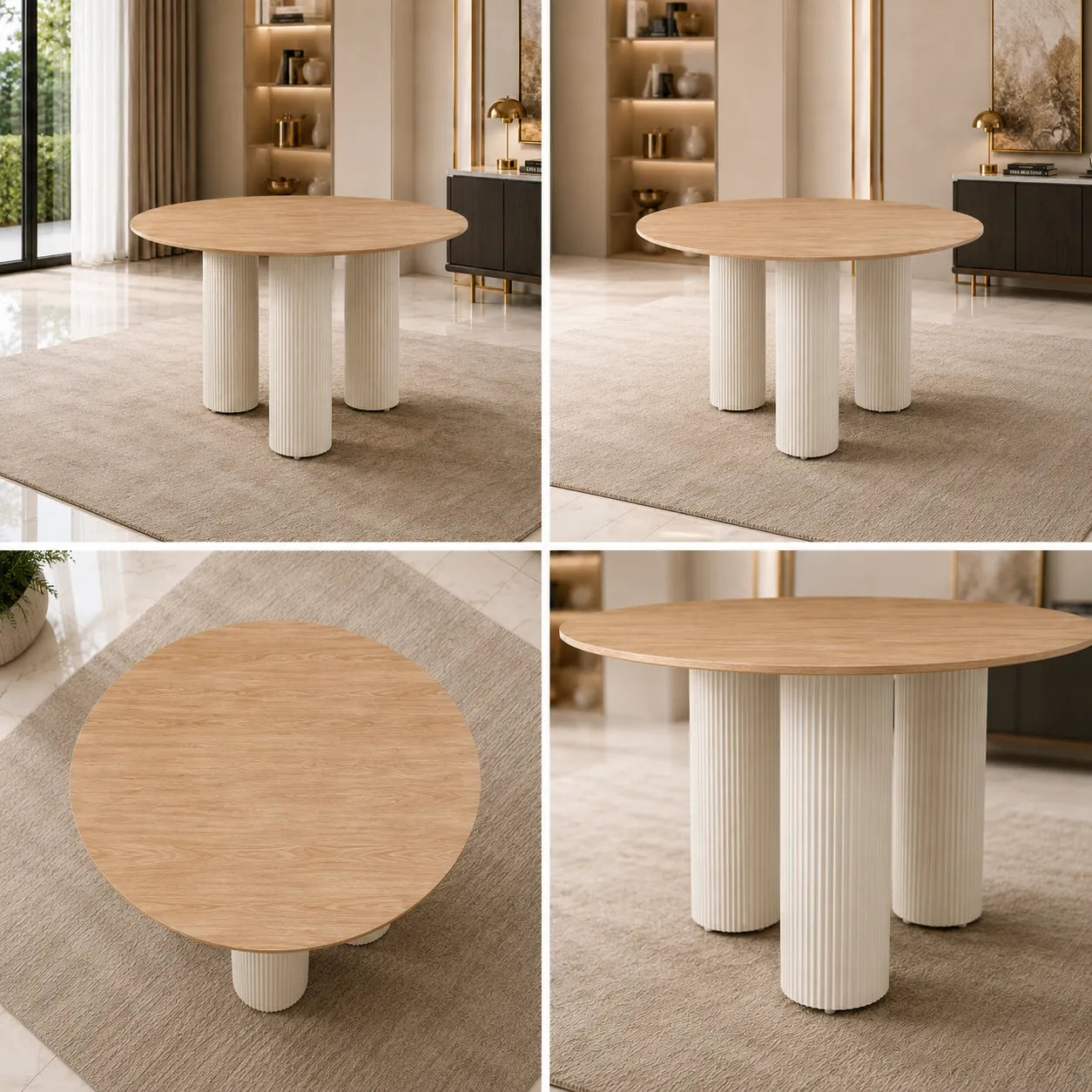 Table À MANGER ANAIS avec PIEDS EN MÉTAL BEIGE 120 CM