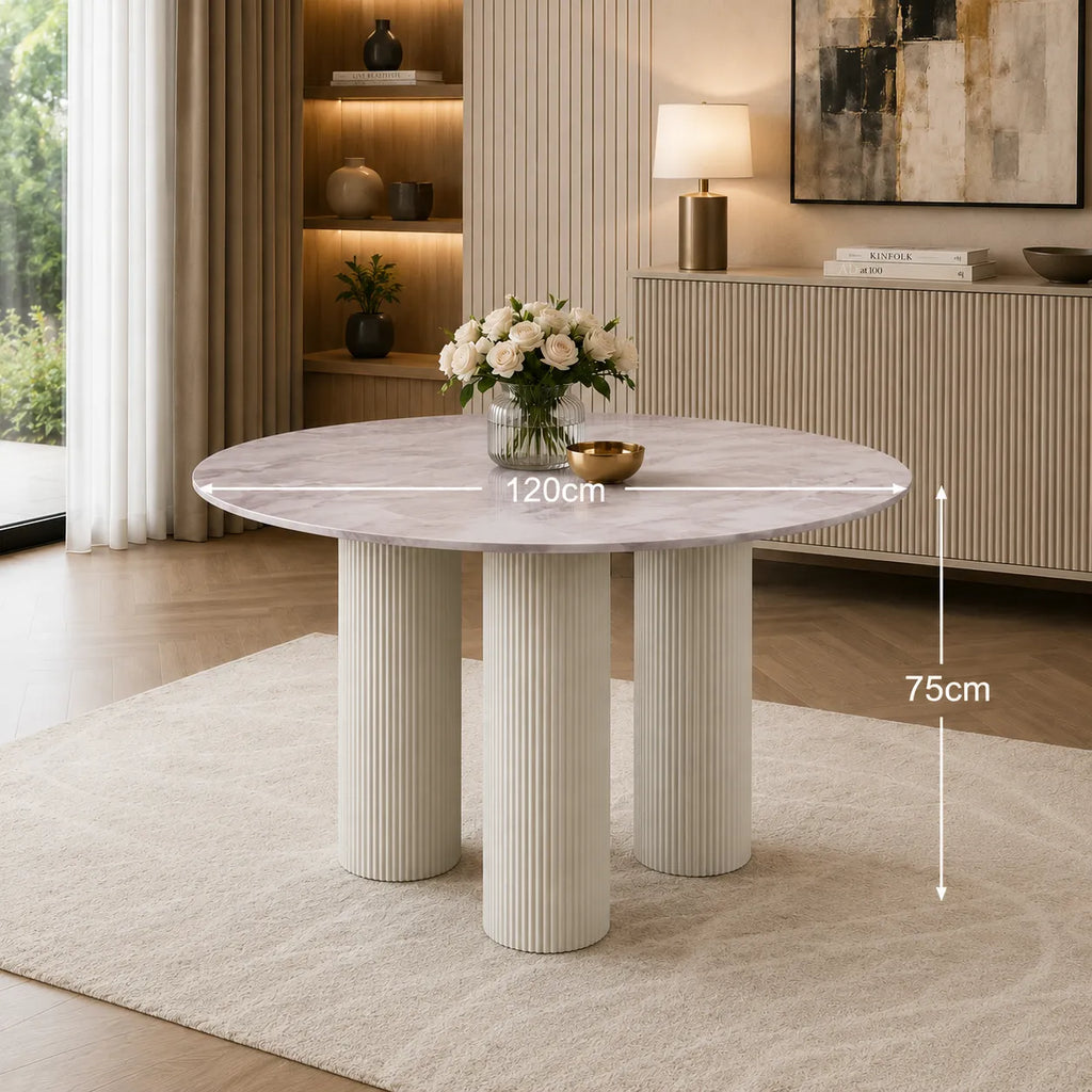 Table À MANGER ANAIS avec PIEDS EN MÉTAL BEIGE 120 CM