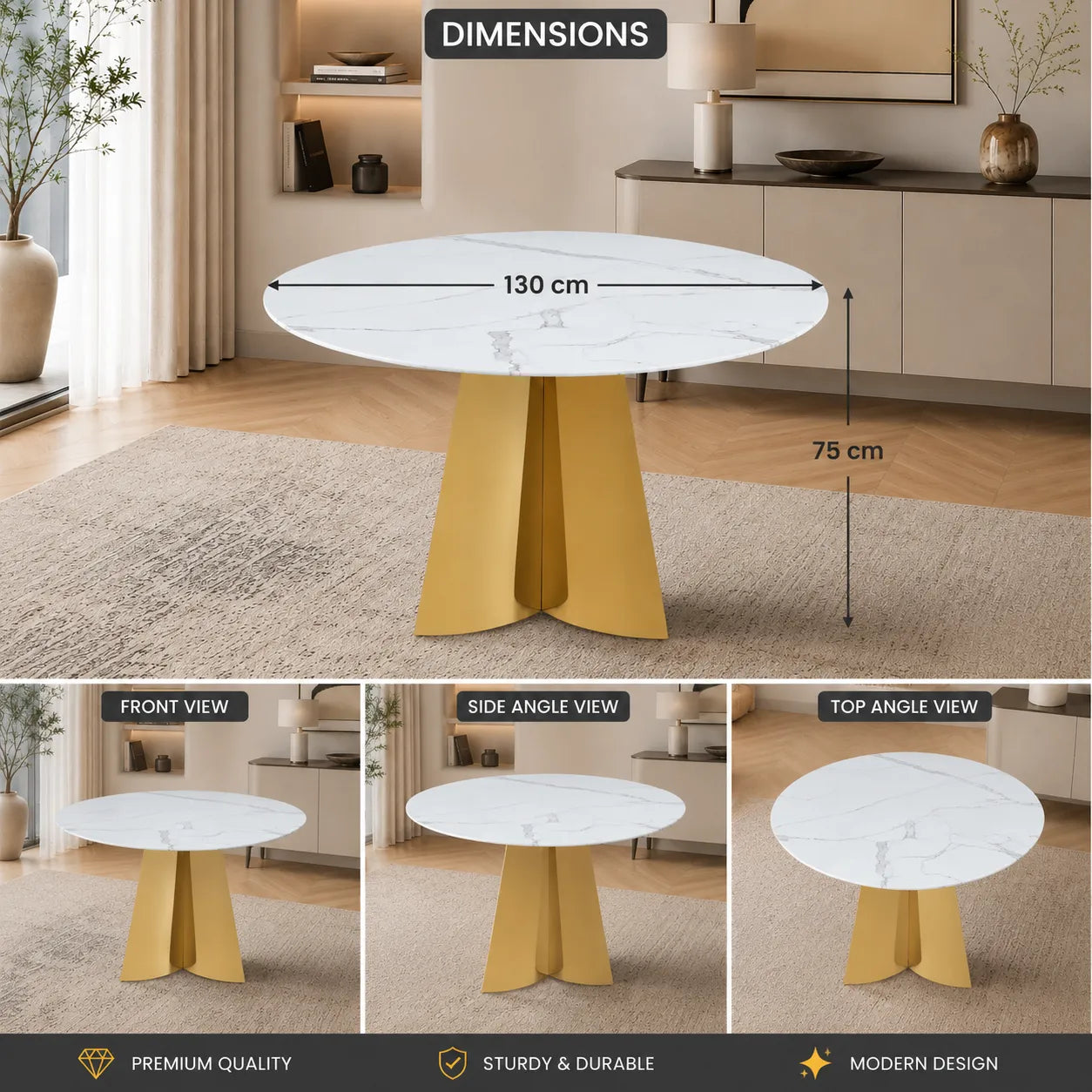 Table Capucine Marbre Blanc 130x75 CM
