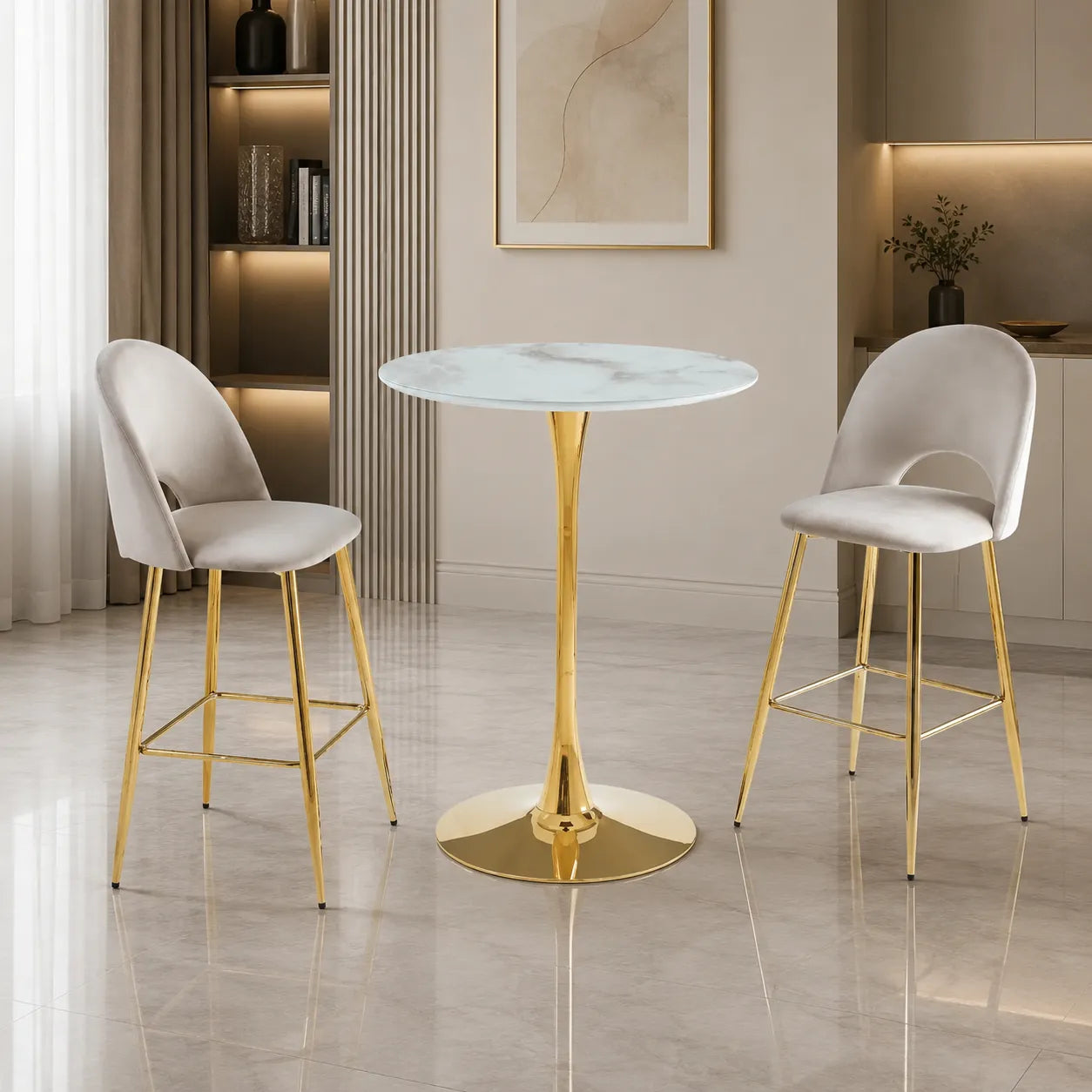 Table De Bar Rosa Pied Dore