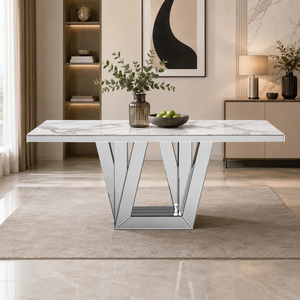 Table Elegance Marbre Blanc 180x190x75 CM