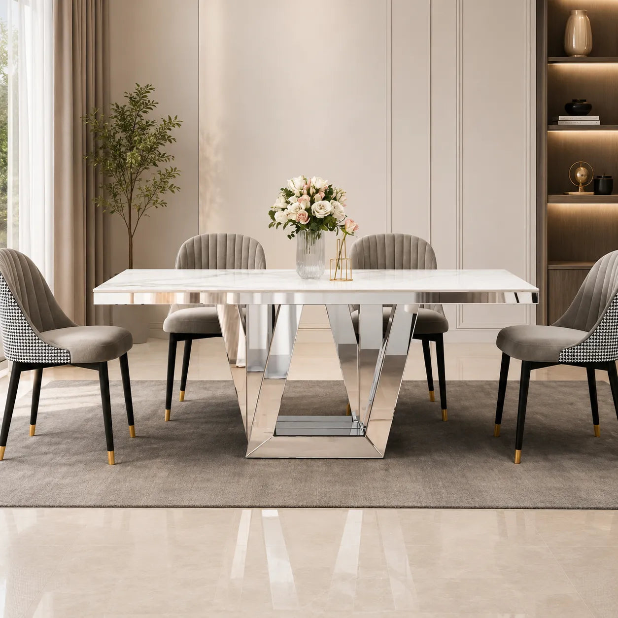 Table Elegance Marbre Blanc 180x190x75 CM